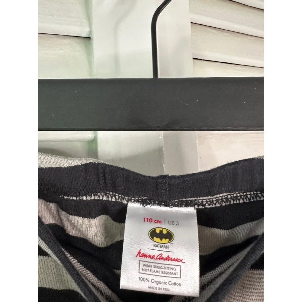 Hanna Andersson Size 110 Black.& Gray Stripe Batman Organic Cotton Pajamas LJs